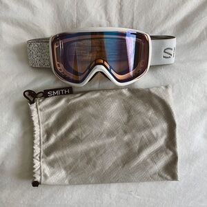 Smith Rally Ski/Snowboard Goggles Snow White Chunky Knit Band w Storage Bag EUC